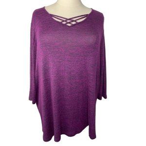 Catherine’s women’s knit blouse top purple 3/4 sleeve size 3X 30/32W